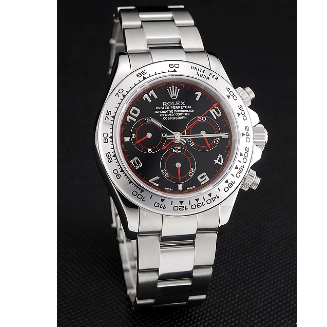 AAA Replica Watches Dial Rolex Steel 80296 Bracelet Black Stainless Swiss Daytona 0821